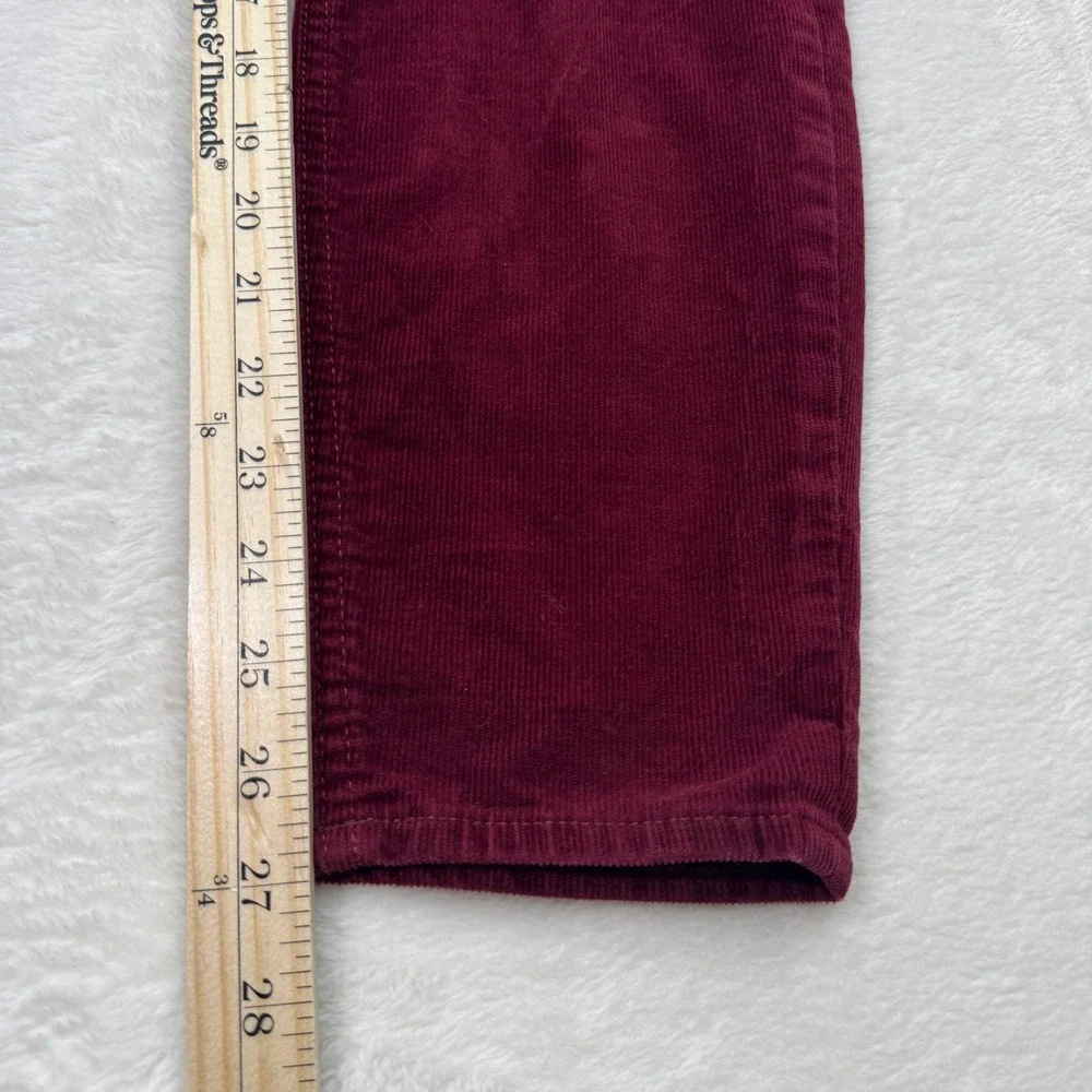Gap‎ Corduroy Pants Womens 10/30R Burgundy High Rise Universal Legging Slim Fit